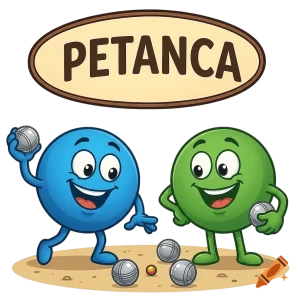 Muñecos jugando a la petanca